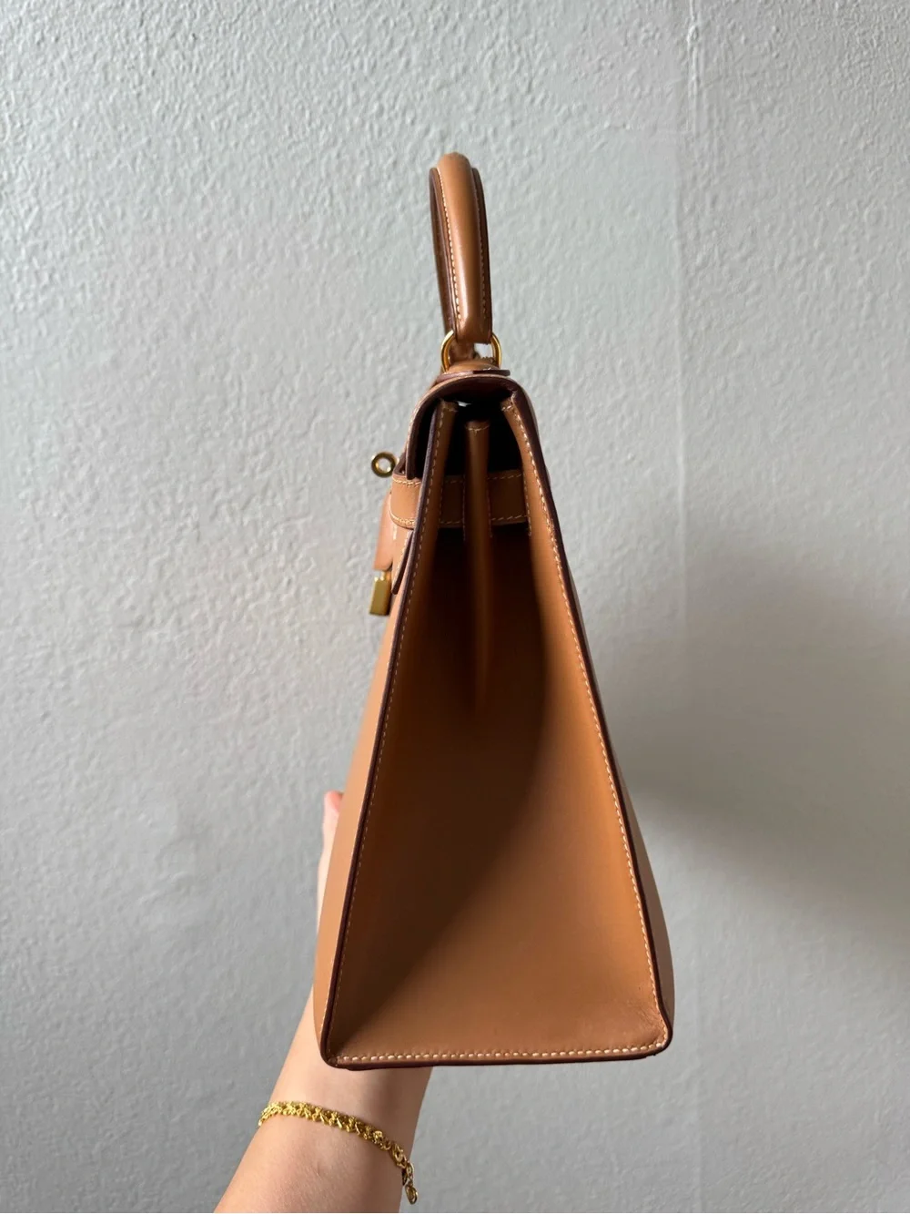 Hermes Kelly 32 Sellier Natural Chamonix GHW